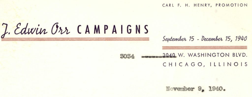 Edwin Orr Letterhead