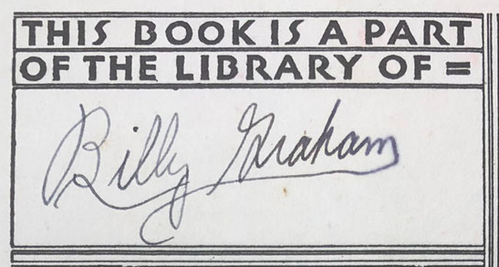 Bookplate with Billy Graham's signature